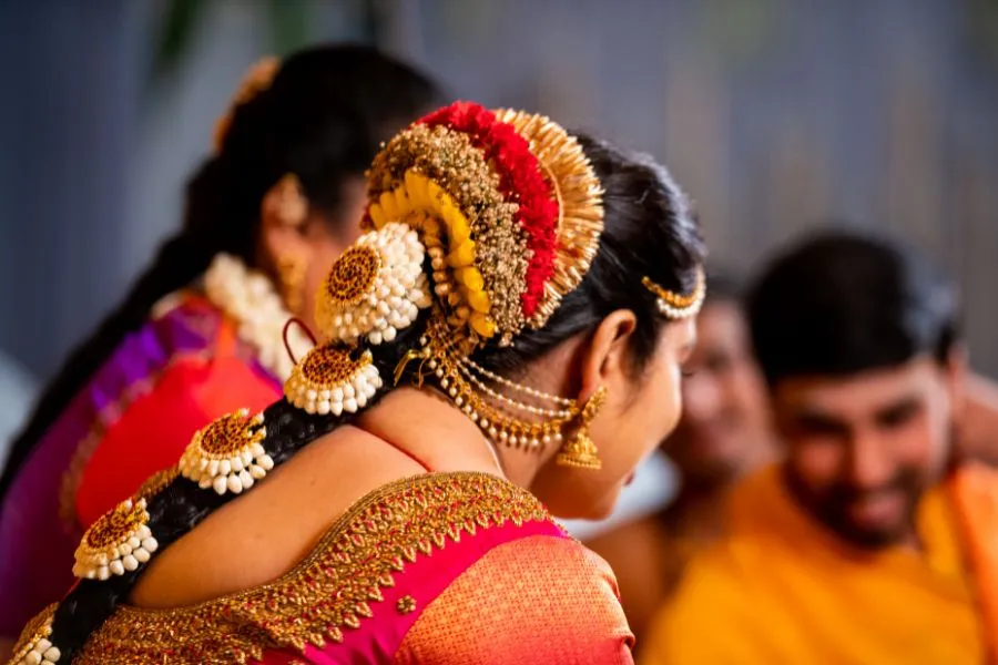 woman at a traditional indian wedding